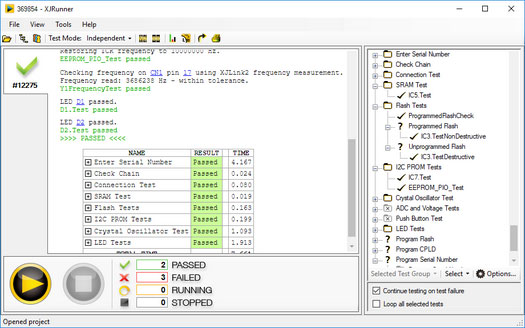 PCB testing using boundary scan software XJRunner